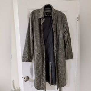 Women's Snake Print Trench Coat - Gray
